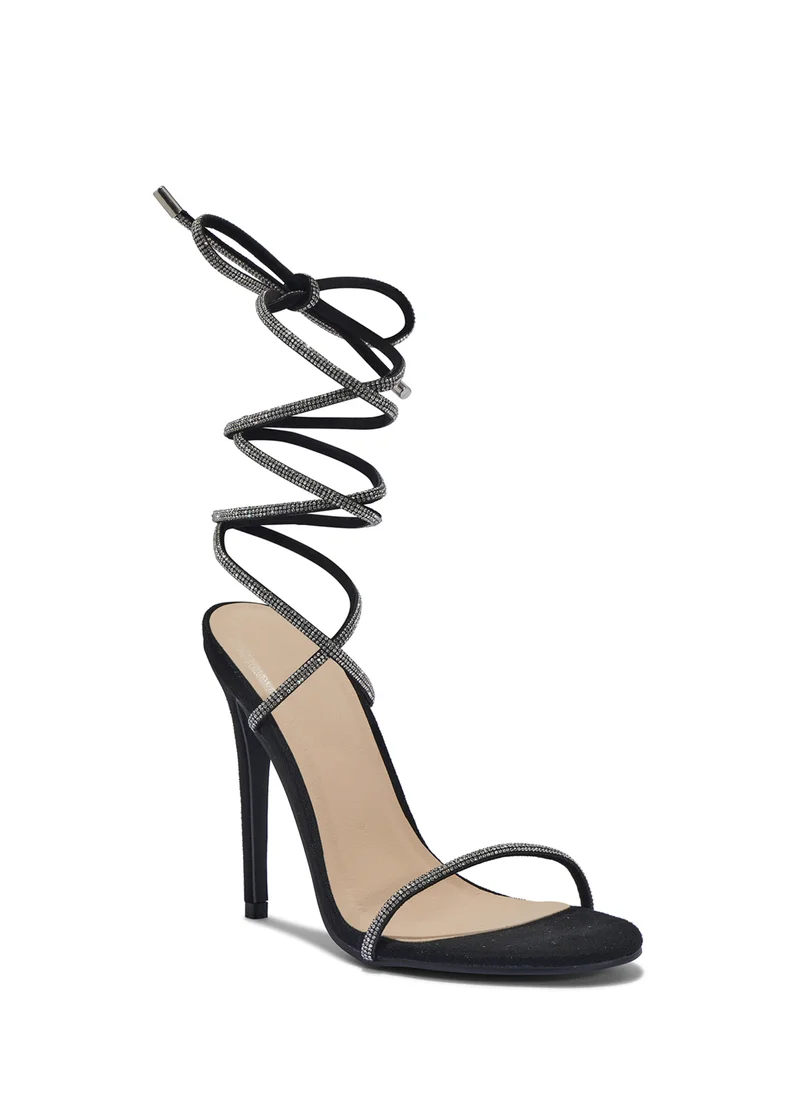 Truffle High Heel Diamante Tie Around Stiletto Sandal