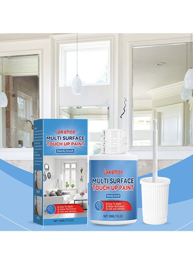 Jakehoe Multi Surface Touch Up Paint, White Touch Up Paint, Multi Surface Touch Up Paint Pen, Quickly Repairs For House Minor Chips, Walls, Wood, Interior And Exterior Satin Enamel Paint 30ML - Image 2