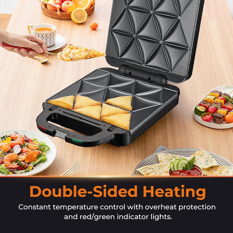 SOKANY Sandwich Maker 1400W 3in1 Versatile Interchangeable Grill and Samosa Making Ramadan Food Waffle Plates 2 Slice Non-stick Grill with Handle Locking, Overheat Protection - Image 4