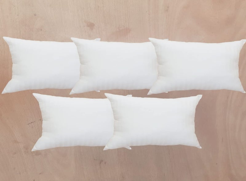GUFFAW Premium Polyester Microfiber Satin Stripe Pillow Filler 16x24 inches (White) Pack of 5 - Image 1