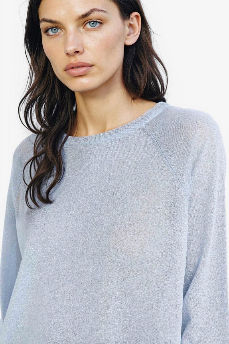 DeFacto Blue Woman Regular Fit Crew Neck Basic Knit Pullover Casual - Image 4