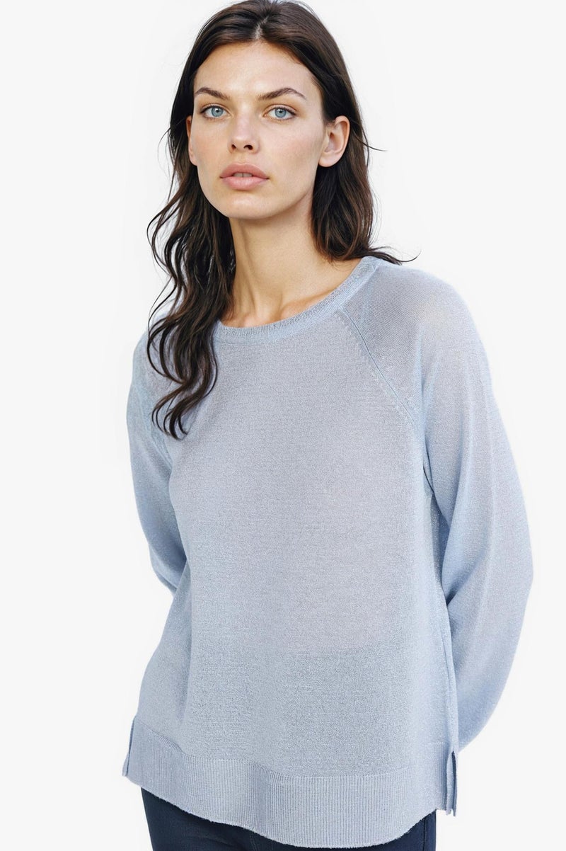 DeFacto Blue Woman Regular Fit Crew Neck Basic Knit Pullover Casual - Image 1