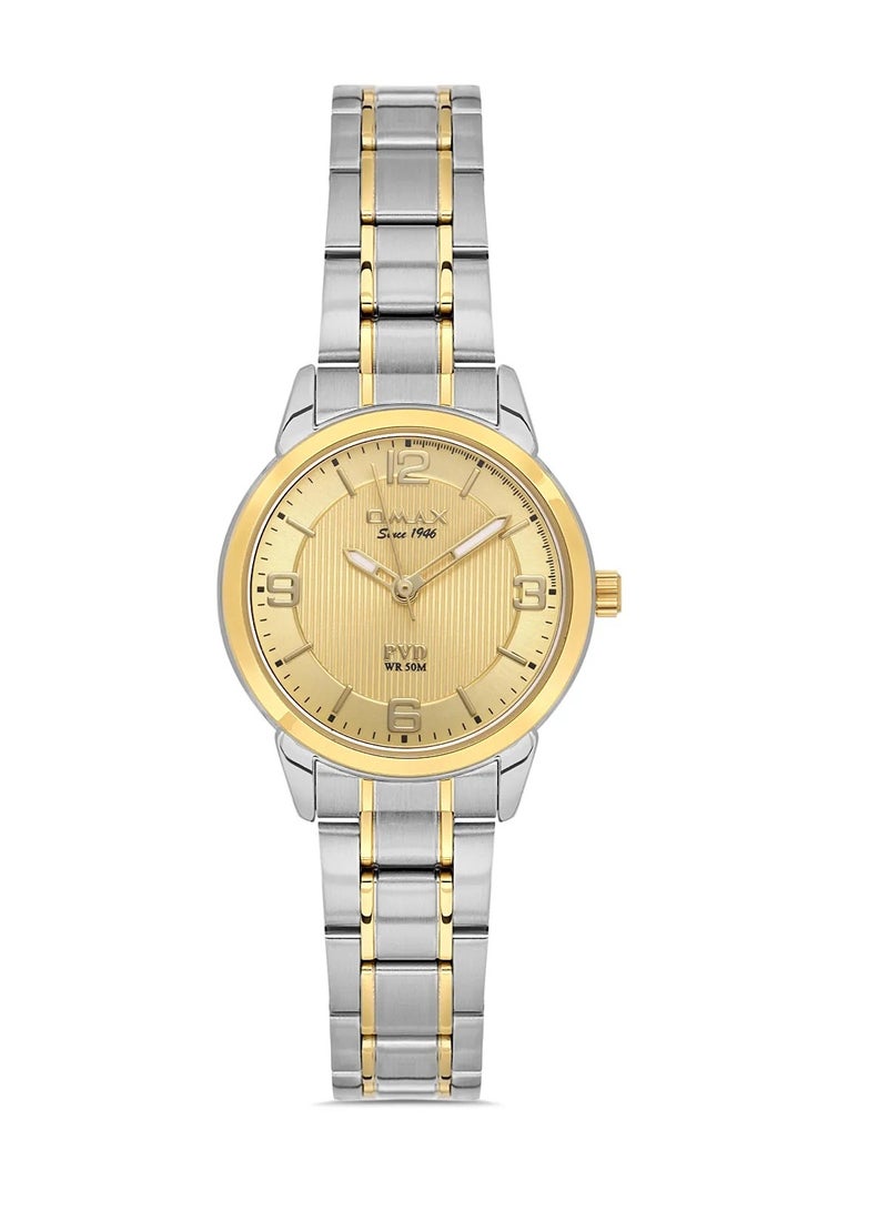 OMAX Omax Women's Gold Casual Luxury Wrist Watch, Watches for Women, Stainless Watches, Steel Band, Round Dial, Waterproof Watch, 1 Year Warranty - Image 1