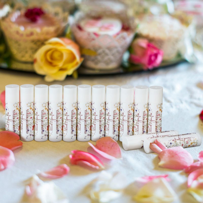 Siifert 50 Pcs Wildflower Wedding Bridal Shower Gifts Bulk Floral Lip Balm Baby Shower Party Favors Thank You Appreciation Gifts for Women Tea Bachelorette Party - Image 3