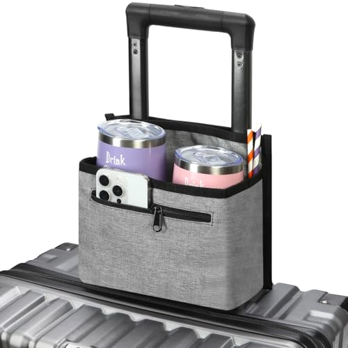ZHCHG Luggage Travel Cup Holder Attachment for Suitcase Drink Carrier Caddy Coffee Mug and Tumblers Traveler Carry on Hands Free Accessory Gifts for Flight Attendants Travelers Accessories - Image 1