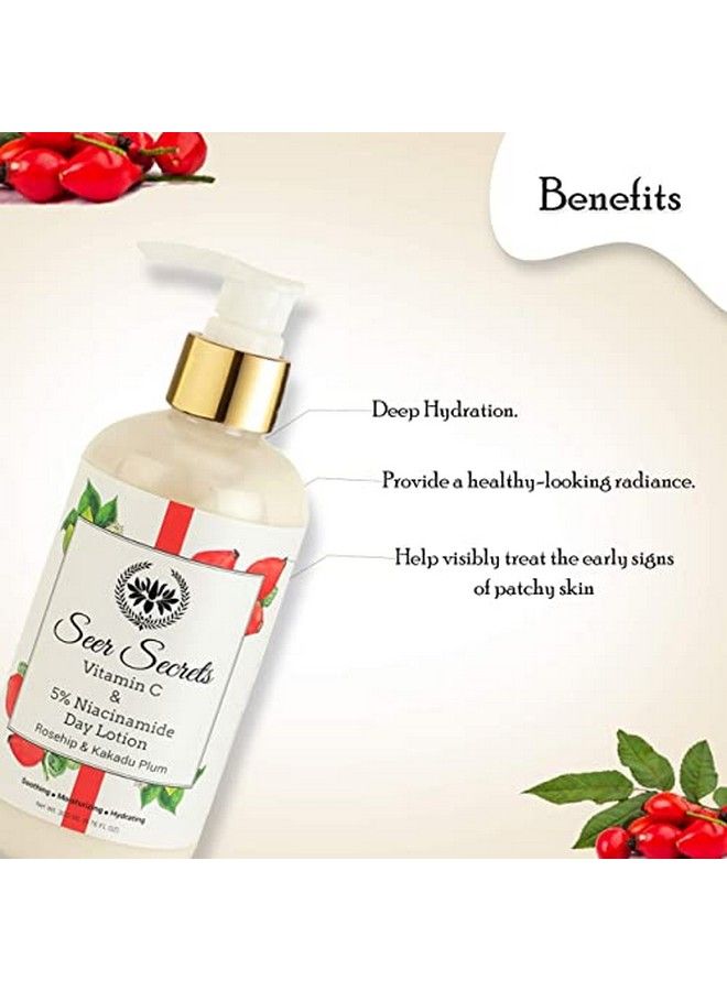 Seer Secrets Natural Rosehip & Kakadu Plum Day Lotion For Smoothing Moisturizing & Hydrating Skin | Vitamin C & 5% Niacinamide | Better Skin Elasticity | Younger Looking Skin | Pack Of 300Ml - Image 4
