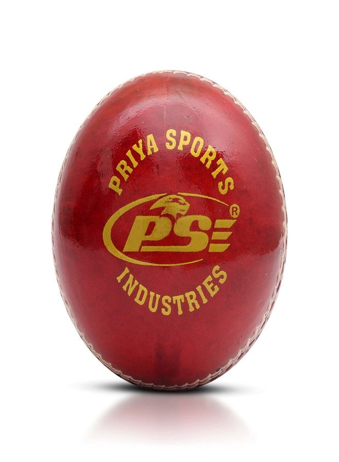 PSE Priya Sports Leather Match Cricket Ball Red Pack of 5 (2Part) - Image 2