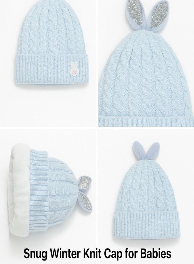 FAMWRAPZ Soft Woolen Cap for Baby Boys & Girls | Warm Winter Cap for 6 to 12 Months Babies | Stylish Knitted Cap for Infants Blue - Image 4