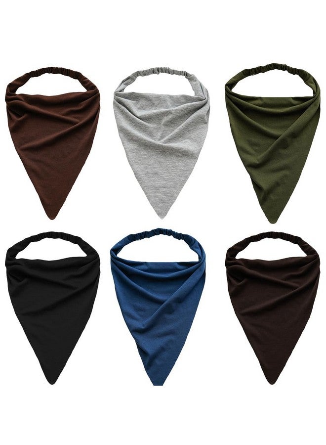 DINPREY 6 Pcs Large Hair Scarf Bandanas Headbands For Women Scarf Long Head Coverings Boho Headbands With Clips For Women Girls (Blackbluegreengreybrowncoffee) - Image 1