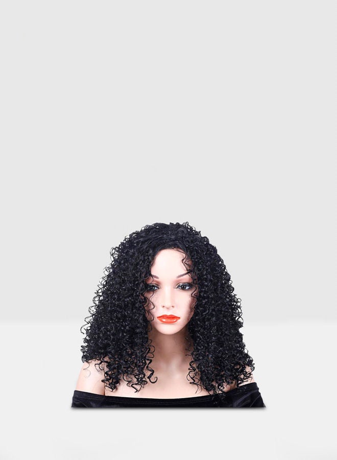 NIBEMINENT Curly And Wavy Hair Wig Black - Image 1