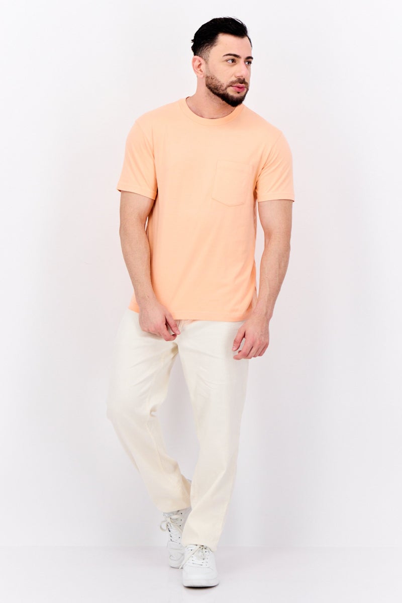 GAP Men Crew Neck Short Sleeves Plain T-Shirt, Light Orange - Image 4