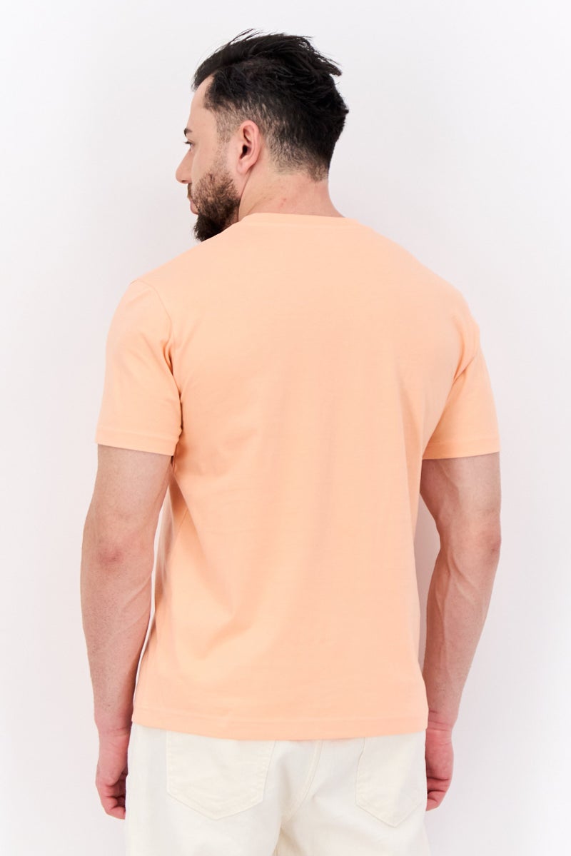 GAP Men Crew Neck Short Sleeves Plain T-Shirt, Light Orange - Image 3