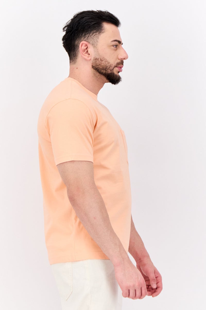 GAP Men Crew Neck Short Sleeves Plain T-Shirt, Light Orange - Image 2