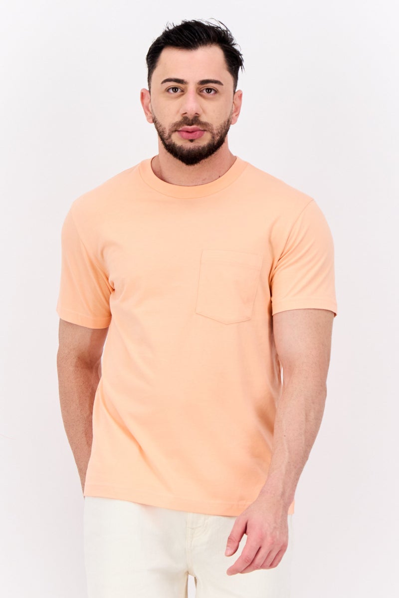 GAP Men Crew Neck Short Sleeves Plain T-Shirt, Light Orange - Image 1