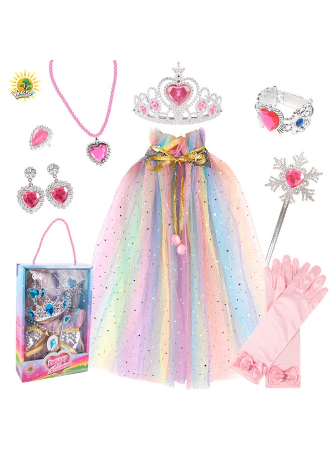 Vicky Fairy Tale Children Girl Play Queen Cape Scepter Crown Princess Bag Necklace Earrings Ring-Specifications:SP10-6A Display Box  - Image 1