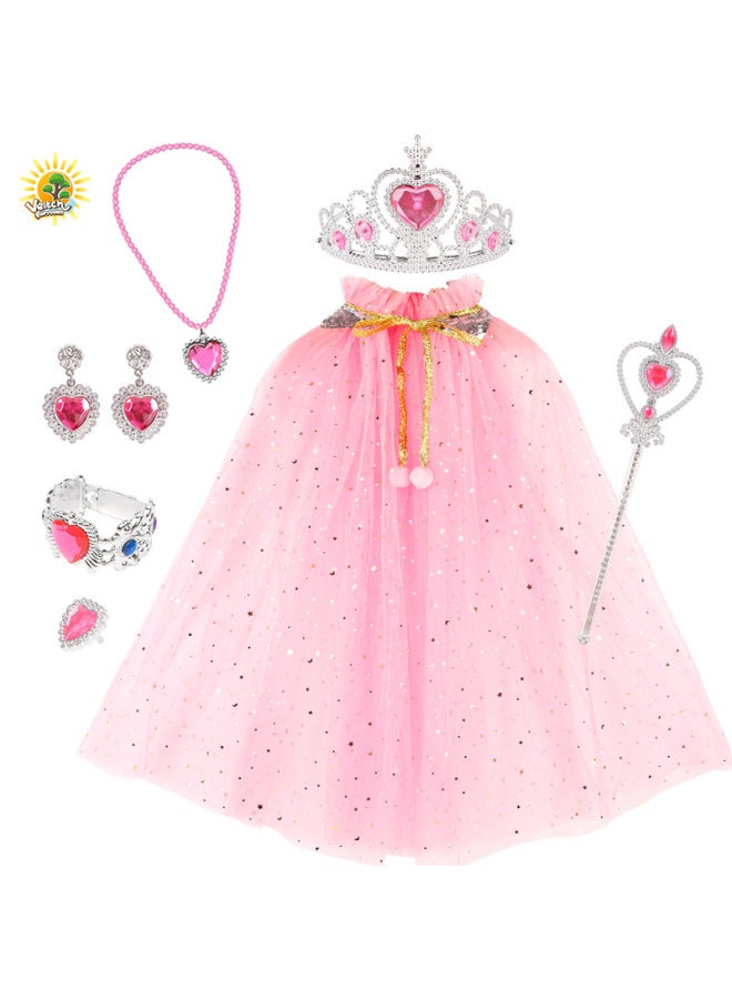 Vicky Fairy Tale Children Girl Play Queen Cape Scepter Crown Princess Bag Necklace Earrings Ring-Specifications:SP10-6A Display Box  - Image 4