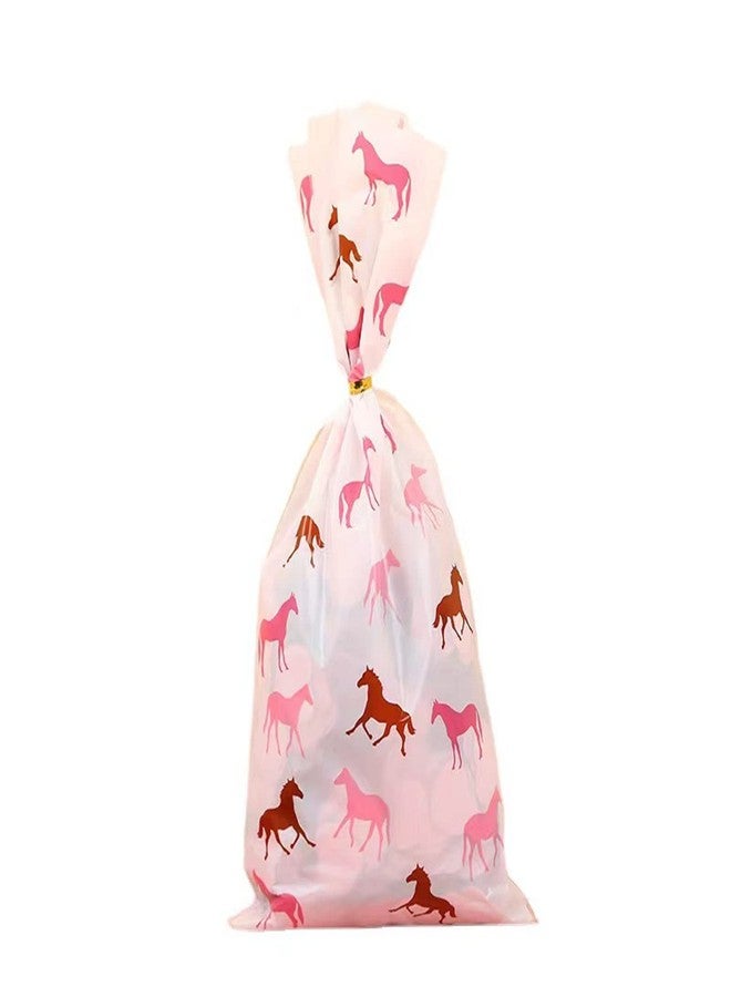 OHLIGEI 50 Pieces Horse Pink Treat Bags Horse Cellophane Candy Bags Horse Racing Plastic Goodie Storage Bags for Horse Theme Birthday Party Supplies - Image 5