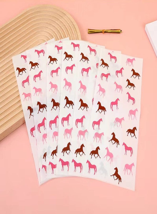 OHLIGEI 50 Pieces Horse Pink Treat Bags Horse Cellophane Candy Bags Horse Racing Plastic Goodie Storage Bags for Horse Theme Birthday Party Supplies - Image 2