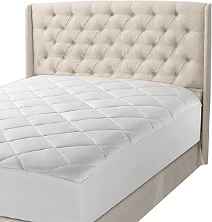 Mastertex Twin Extra Long Mattress Pad Topper Fitted | Down Alternative Mattress Cover, 100% Cotton Top, 300 TC Quilted - Image 1