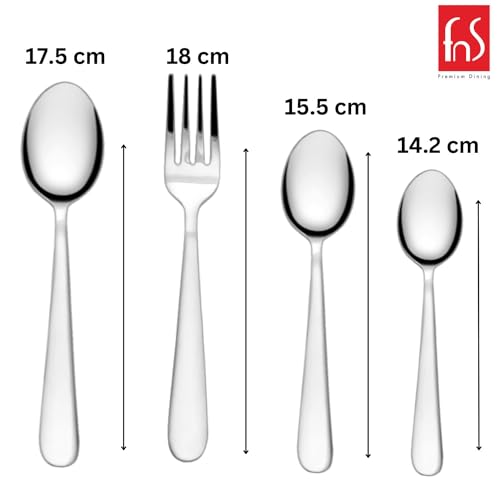FNS Montavo By Verona Stainless Steel 24 Pcs Cutlery Set With Hanging Stand (6 Dinner Spoons, 6 Dinner Fork, 6 Teaspoons, 6 Baby Spoon & 1 Stand) - Image 5