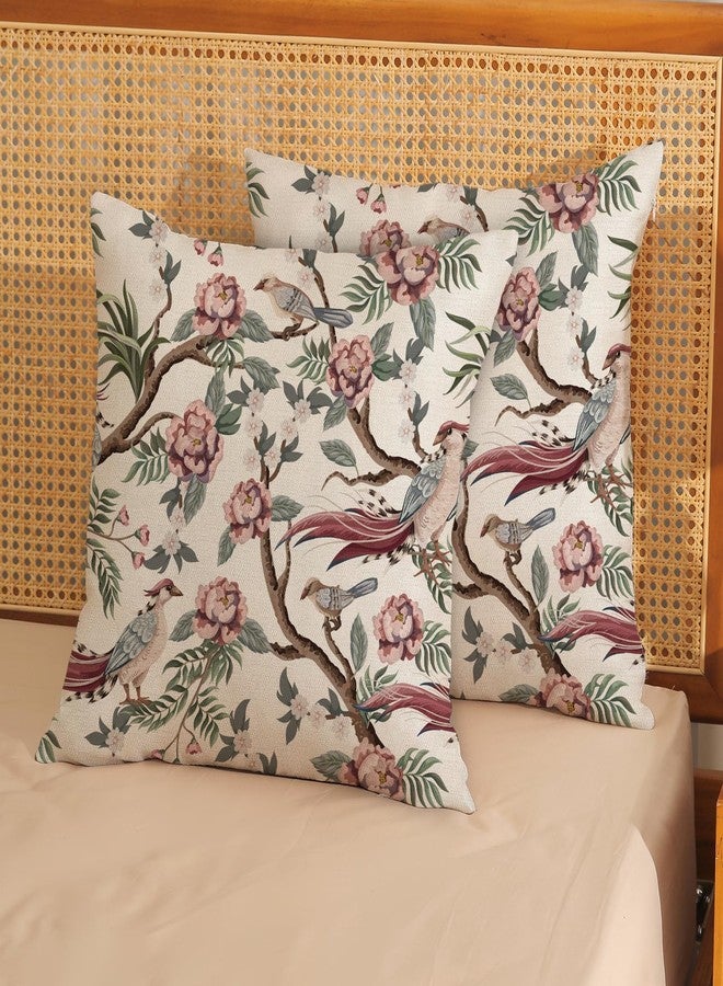GOLIANDA Chinoiserie Pillow Covers 18x18 Set of 2 Pink Green Bird Floral Throw Pillows Vintage Pink Flower Bird Decorative Pillow Cases Chinoiserie Decor Farmhouse Outdoor Cushion Case for Couch Sofa - Image 2