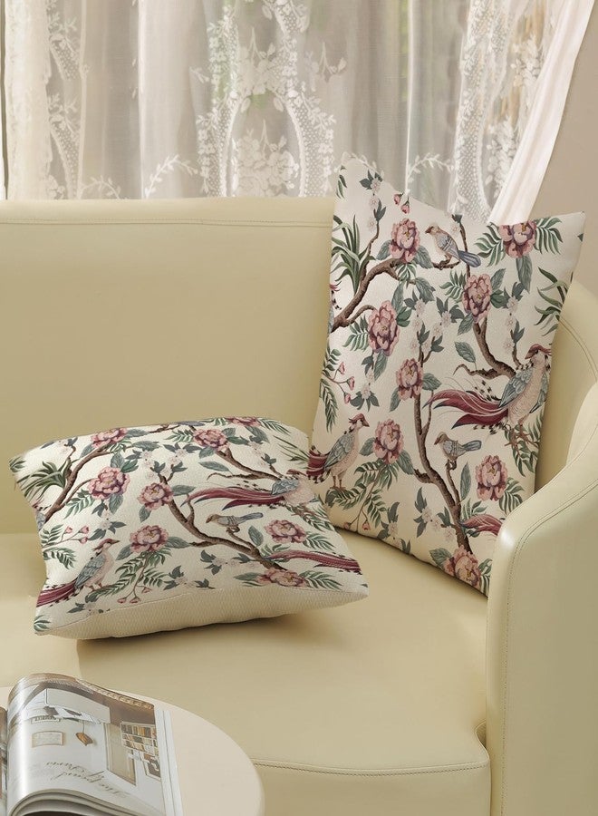 GOLIANDA Chinoiserie Pillow Covers 18x18 Set of 2 Pink Green Bird Floral Throw Pillows Vintage Pink Flower Bird Decorative Pillow Cases Chinoiserie Decor Farmhouse Outdoor Cushion Case for Couch Sofa - Image 4