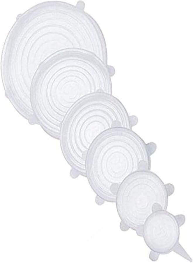 one year warranty_Silicone Stretch Lids Reusable Food Storage Covers Expandable Foods Wrap Set - Pack of 6