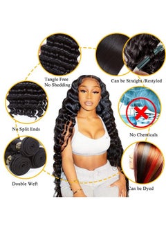 كيو تي هير مجموعة QTHAIR 16A ذات تموجات عميقة فضفاضة، 100% شعر بشري عذراء بيروفي غير معالج، مجموعة من شعر بشري عذراء فضفاض ومجعد بعمق، منسوج، شعر مجعد مبلل ومموج، حزمة واحدة من شعر الإنسان بطول 26 بوصة  - Image 2