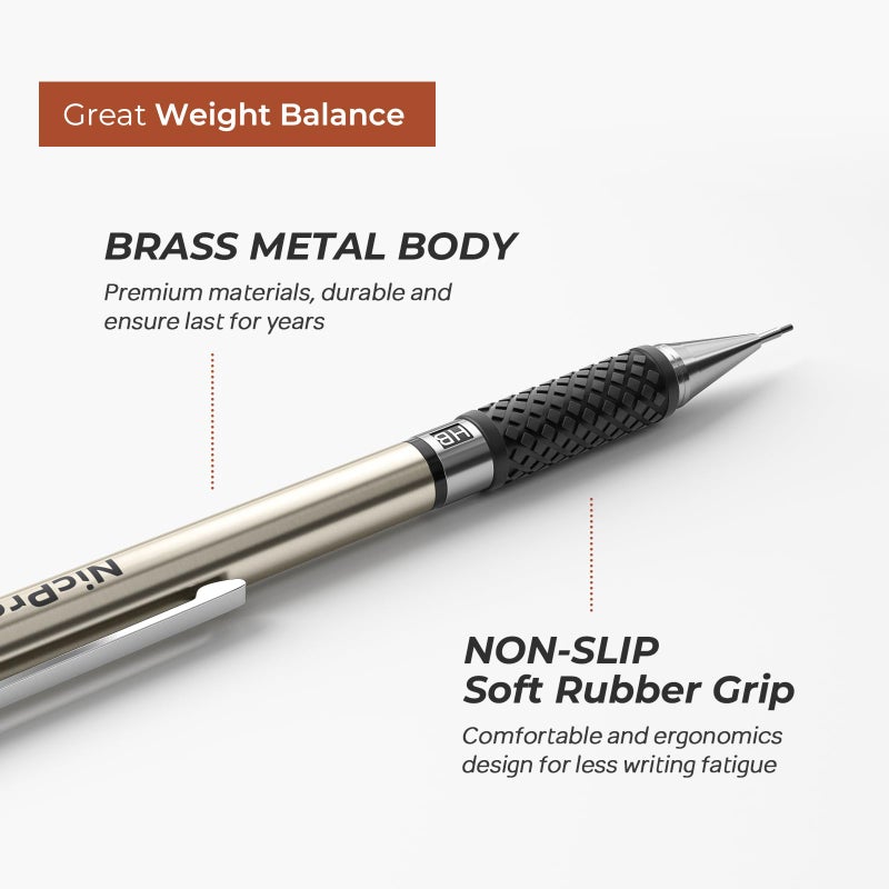 Nicpro 0.9 mm Art Mechanical Pencil Set in Storage Case, 3 PCS Metal Drafting Pencil Lead Pencil with 6 Tube HB Lead Refills, 3 Erasers, 9 PCS Eraser Refills for Artist Writing, Drawing, Sketching - Image 3