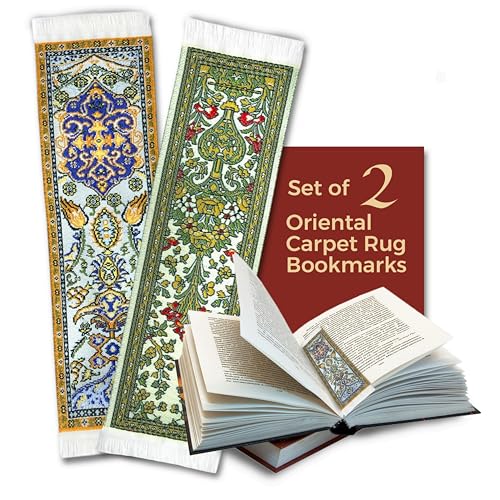 Fun-N-Nuf Oriental Carpet Rug Bookmark - Set of 2: Assorted Color, Fabric, 2" x 8" for Men, Women, Teachers & Librarians - Image 2