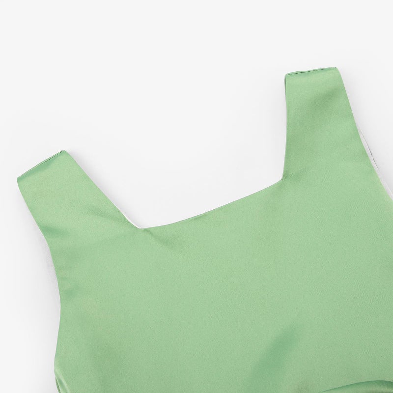 Uhnice Flower Girl Satin Dress Sleeveless Dresses with Detachable Bow for Wedding Party (Green, 7-8/130) - Image 4