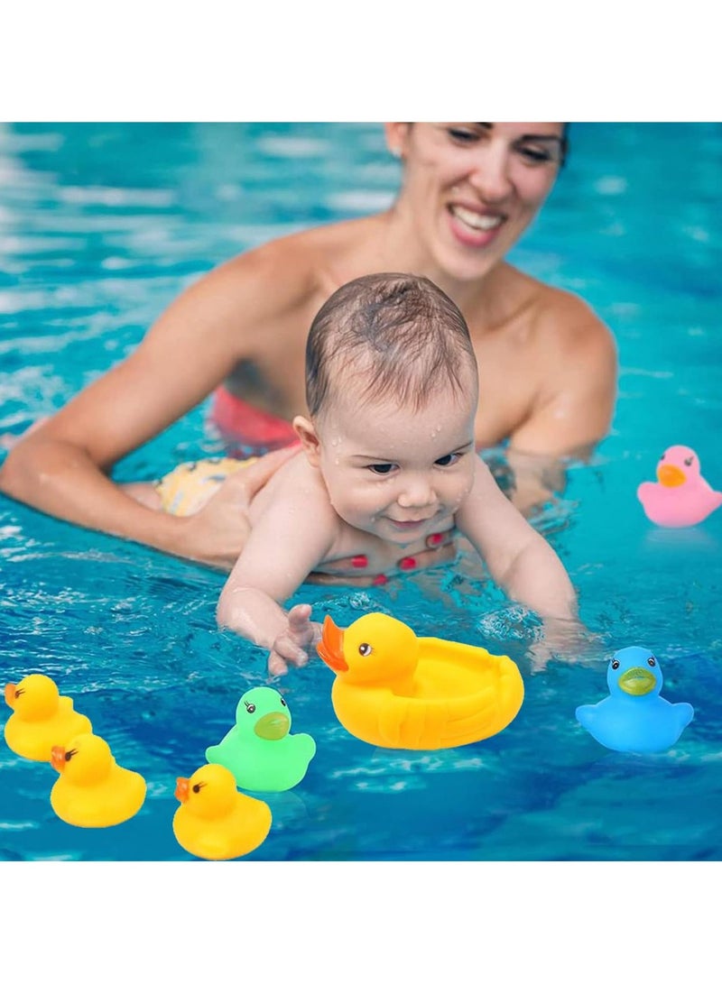 إسكدنيا مجموعة ألعاب استحمام على شكل بطة من 4 قطع، ألعاب استحمام للأطفال على شكل بطة جميلة، ألعاب مائية ناعمة عائمة على شكل بطة، مجموعة ألعاب استحمام عائلية على شكل بطة تطفو على الماء. - Image 3