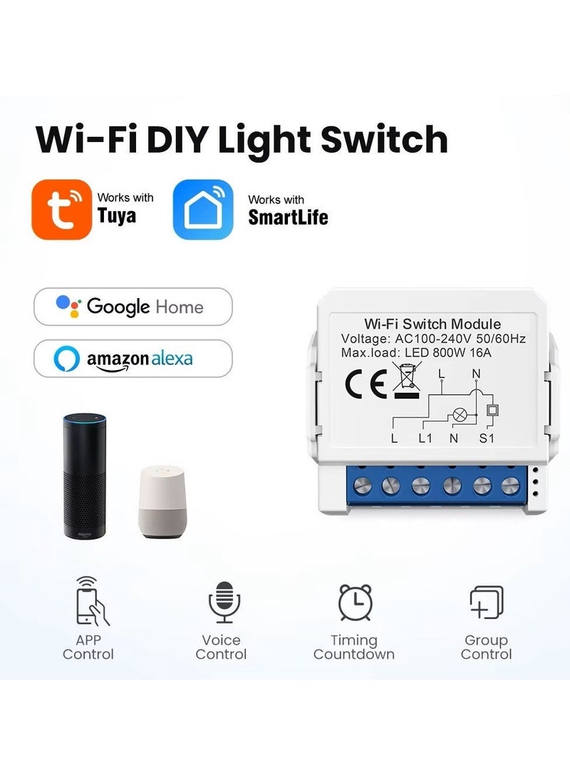 Tuya Smart WIFI 3 Gang Light Mini Switch Works with Amazon Alexa and Google Home - Image 2