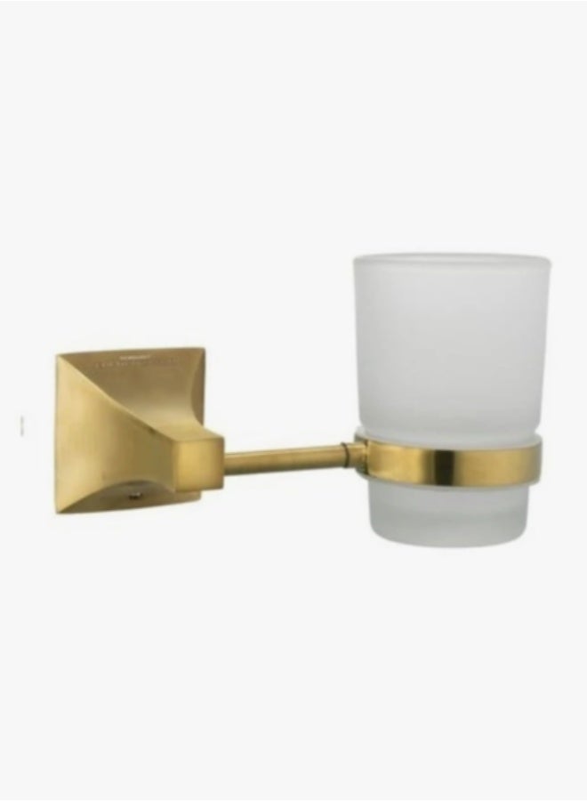 SOMANY Giza Tumbler Holder – Brushed Gold Finish | 23x7x23 cm | Premium Bathroom Toothbrush & Tumbler Holder | Luxury Bathroom Accessory