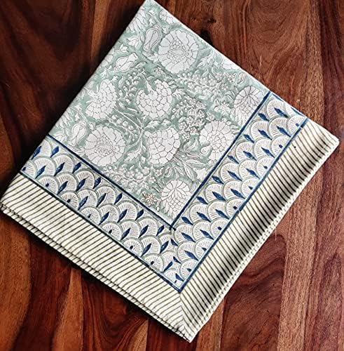 ATOSII Jade 100 Cotton Rectangle Boho Fall Tablecloth Handblock Floral Table Cloth Linen for Kitchen Dining I Parties Wedding Outdoors Thanksgiving Easter Picnics I 72 X 120 Inches I 10 Seater - Image 2