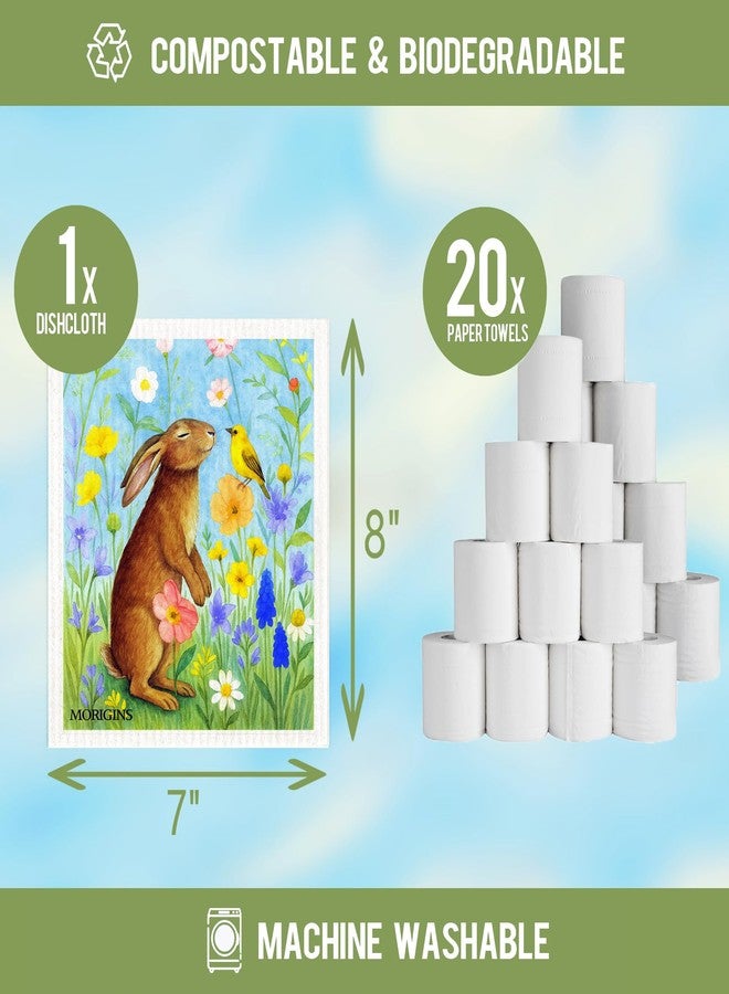 Morigins Easter Eggs Bunny Swedish Dishcloths Reusable Absorbent Towels Ideal for Kitchens, Bathrooms, and Countertop Cleaning Cellulose Sponge Cloths for Kitchen Bathroom Office6pack 7x8 inch - Image 2