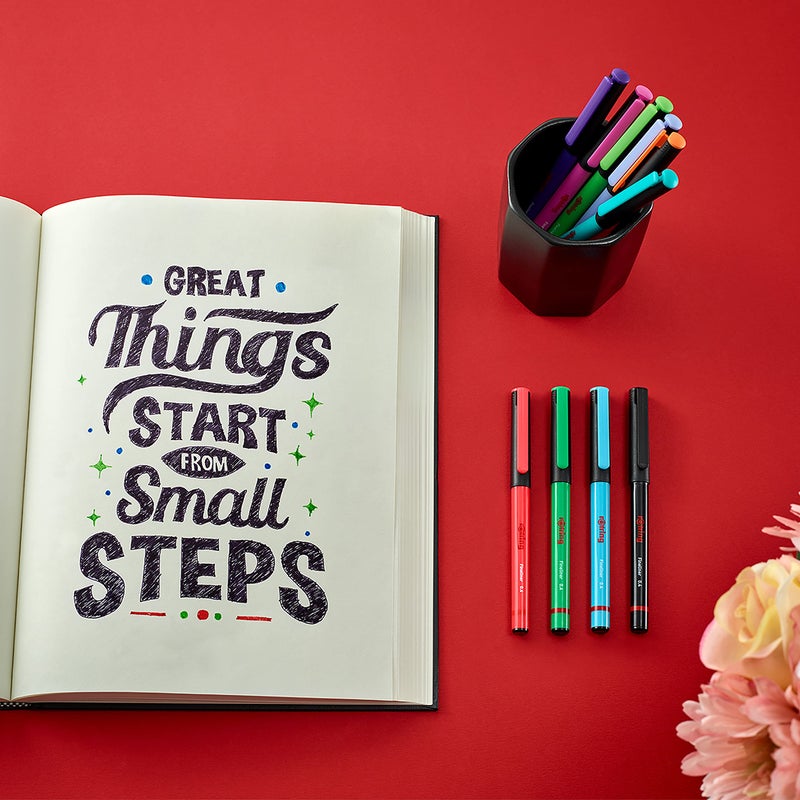 rOtring Liner Fineliner Pens | 0.4 mm | Colouring Pens for Writing & Drawing | Plastic-Free Packaging | Assorted Colours | 10 Count - Image 4