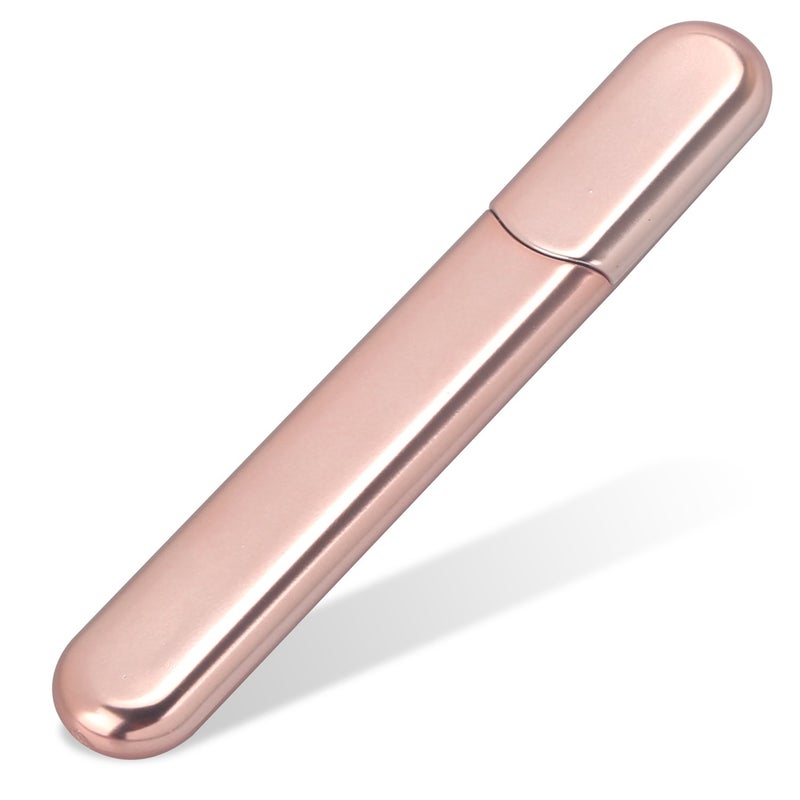MiDenso Premium Glass Nail File with Case, Crystal Diamond Salon Best Beauty Nail Buffer for Natural and Acrylic Nails Christmas Gift for Woman and Man,Apricot - Image 1