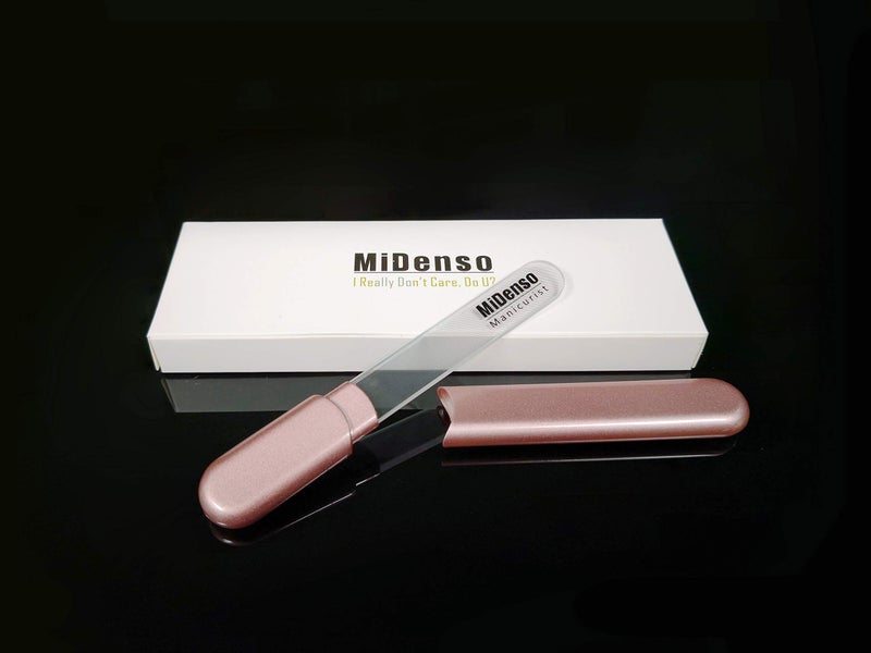 MiDenso Premium Glass Nail File with Case, Crystal Diamond Salon Best Beauty Nail Buffer for Natural and Acrylic Nails Christmas Gift for Woman and Man,Apricot - Image 2