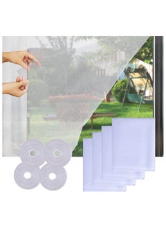 Y&D 4 Packs Fly Screen Nets for Window DIY Self-Adhesive Mesh with Rolls White Tapes Washable and Reusable Block Mosquitoes Flies Bugs Enter 1.3M x 1.5M  - Image 1