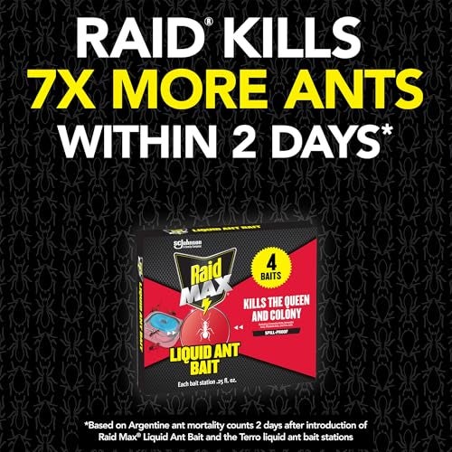 Raid Max Liquid Ant Bait; Kills Ants Where They Breed, for Indoor and Outdoor Use; 4 Bait Stations - Image 2
