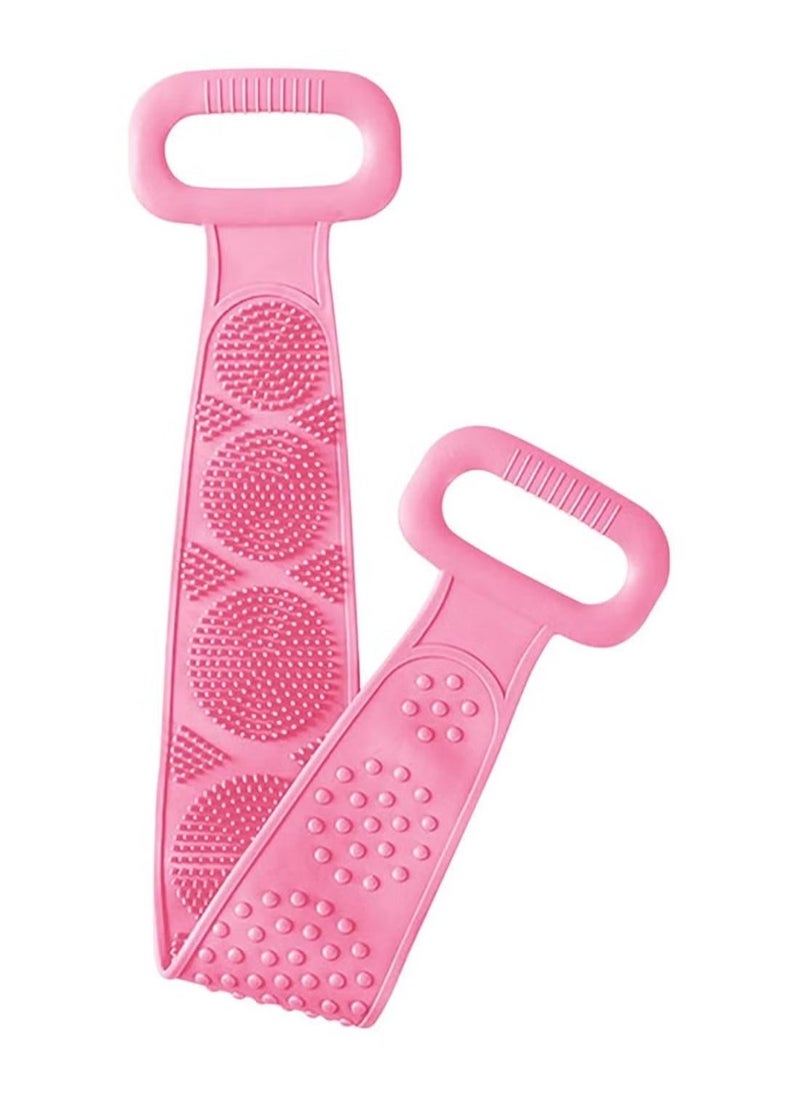 JAJEEK Silicone Body Scrubber Bath Towel Belt – 2-Sided Silicone Back Scrubber for Shower, Exfoliating Bath Scrub for Soft Skin, Pink - Image 1