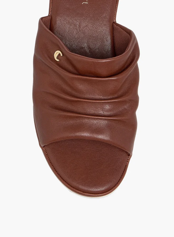Le Confort Wrinkle Detail Slip-On Sandals with Wedge Heels