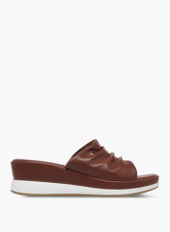 Le Confort Wrinkle Detail Slip-On Sandals with Wedge Heels