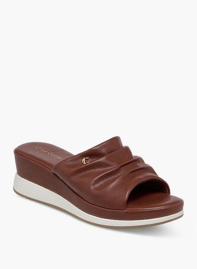 Le Confort Wrinkle Detail Slip-On Sandals with Wedge Heels