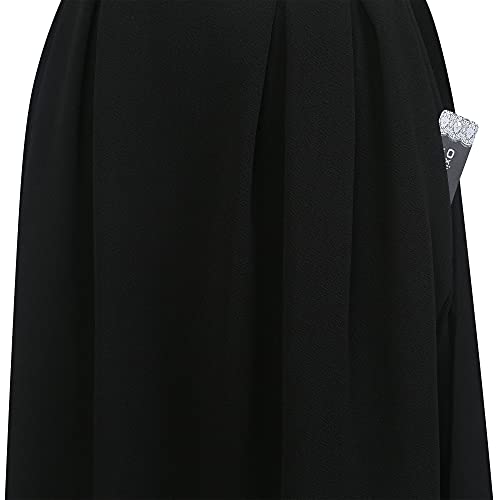 oxiuly Women's Vintage Church Dresses Patchwork Pockets Puffy Swing Casual Party Dress OX165 (Gird-bk, XXL) - Image 4