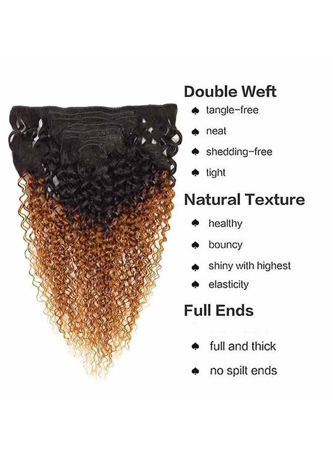 Adette 3C 4A Kinky Curly Clip In Hair Extensions 12 Inch Ombre Curly Clip Ins for Black Women Real Human Hair 7pcs 135g/set - Image 2