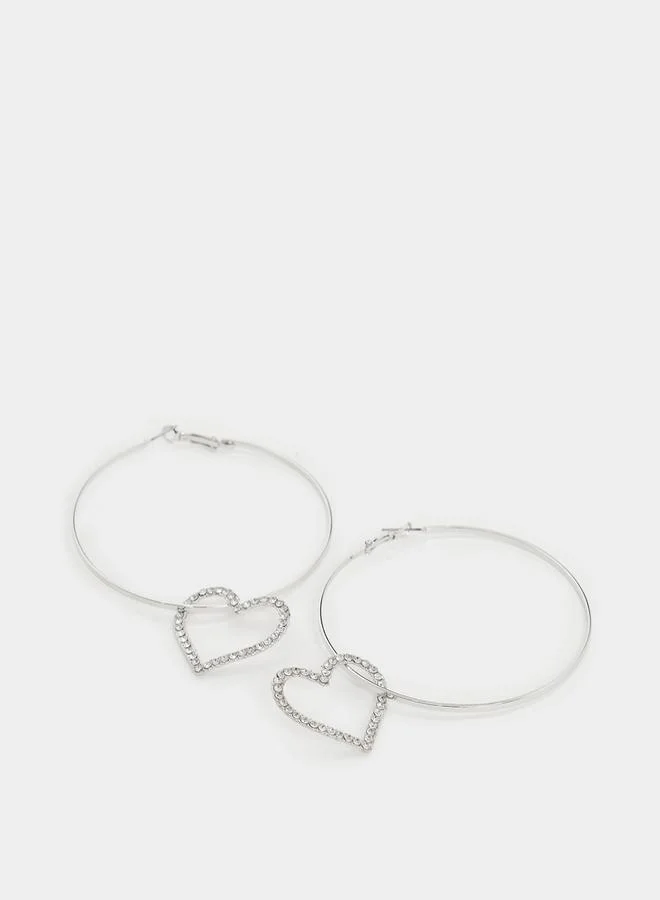 Styli Rhinestone Heart Hoop Earrings