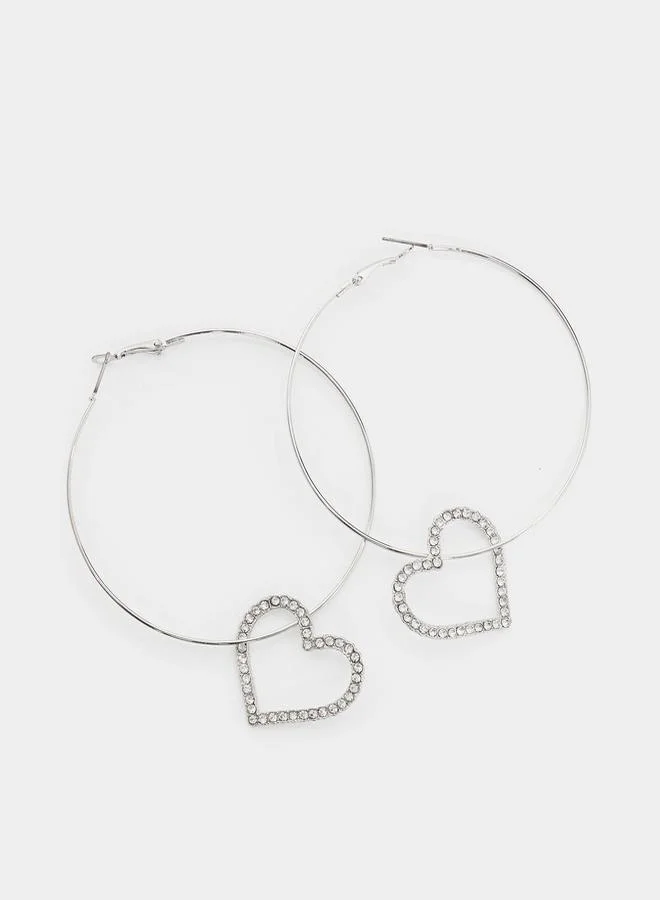 Styli Rhinestone Heart Hoop Earrings