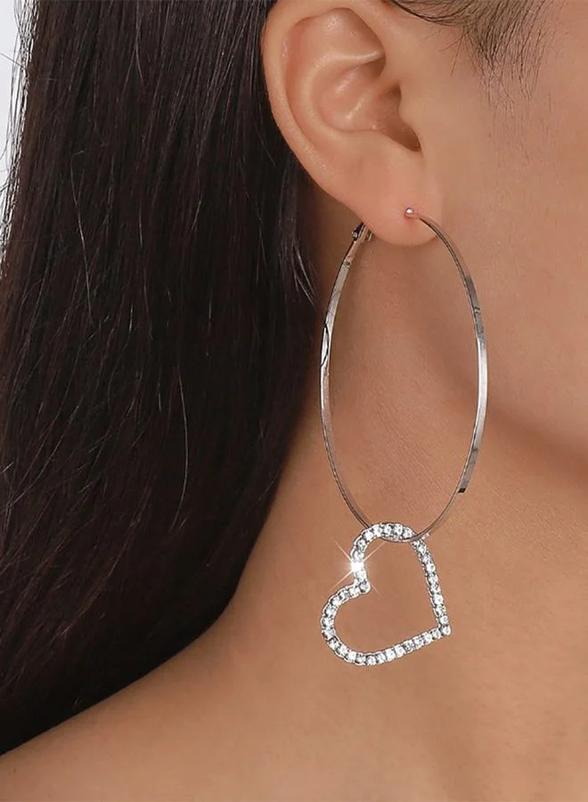 Styli Rhinestone Heart Hoop Earrings